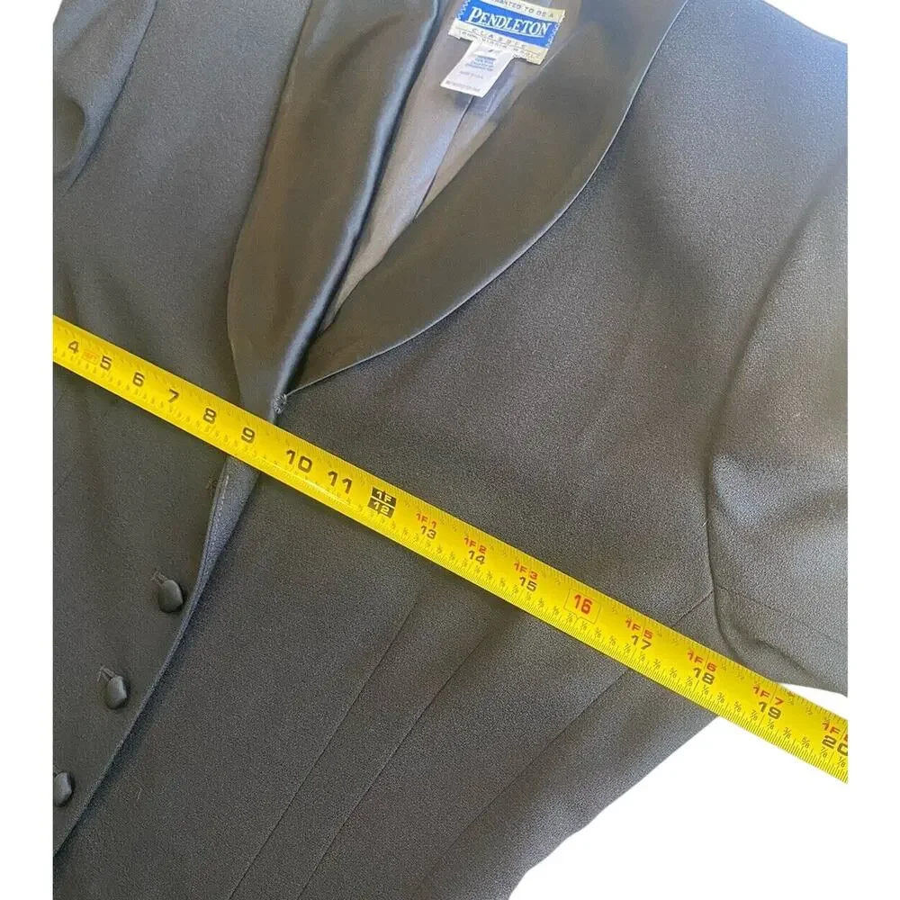 VINTAGE Pendleton Blazer Womens Size 4 100% Wool Black Classic Office Capsule